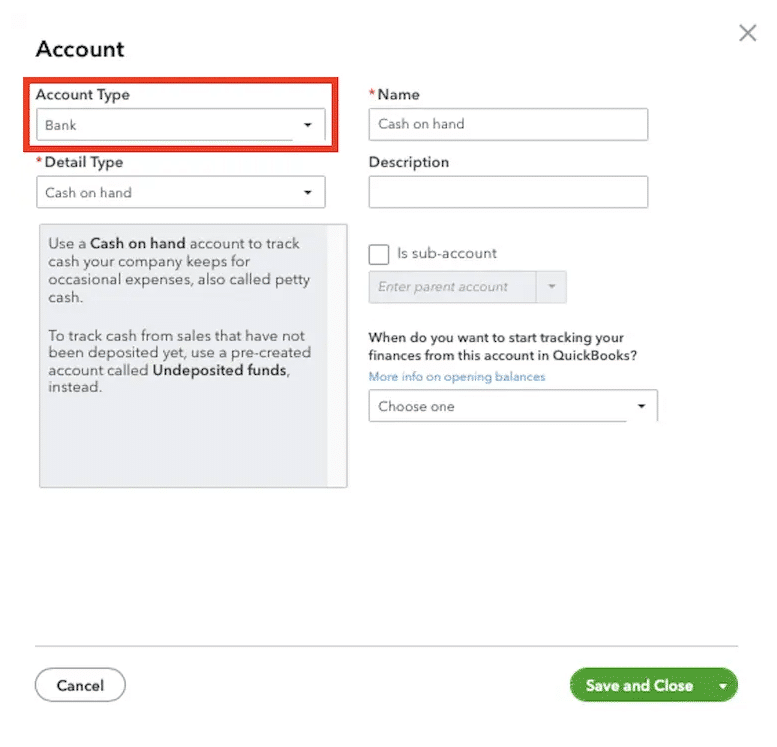 QuickBooks – What Account Type To Select?