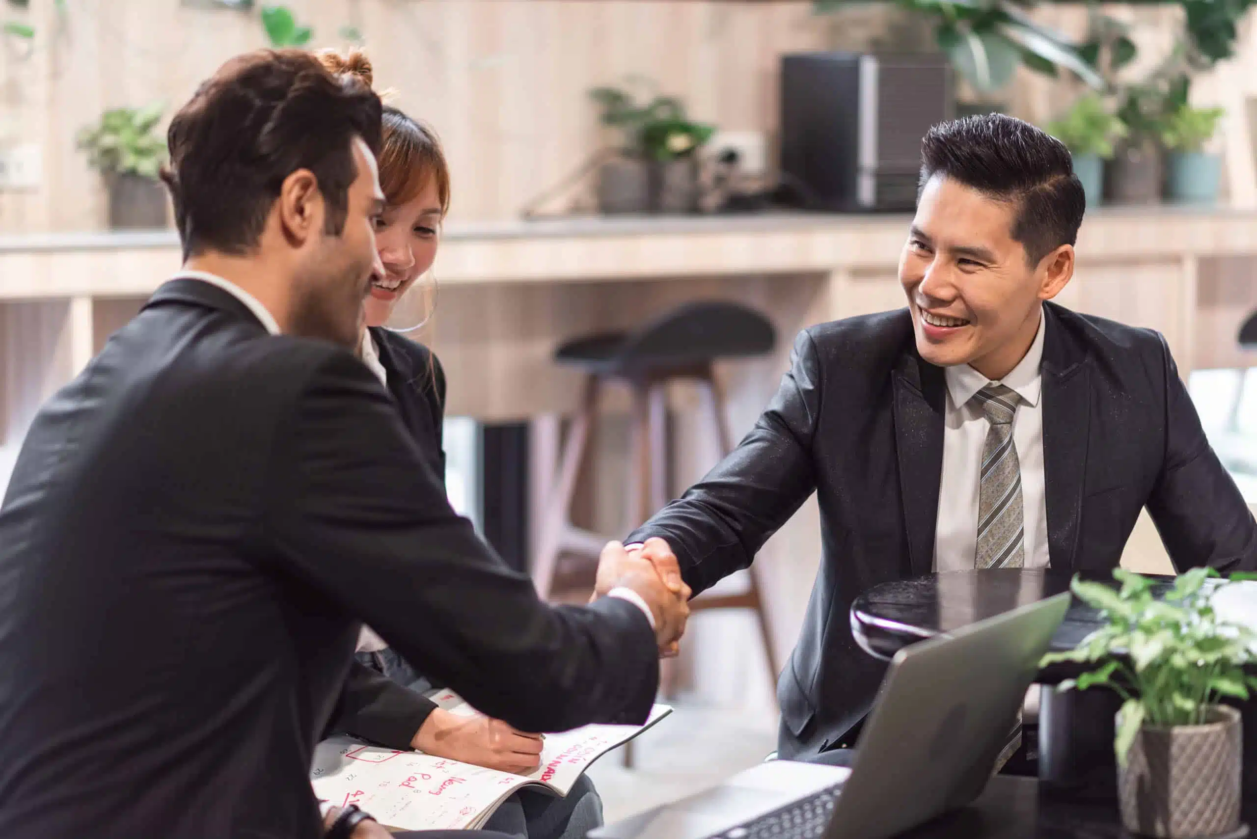 Diverse business team collaborating in an office setting