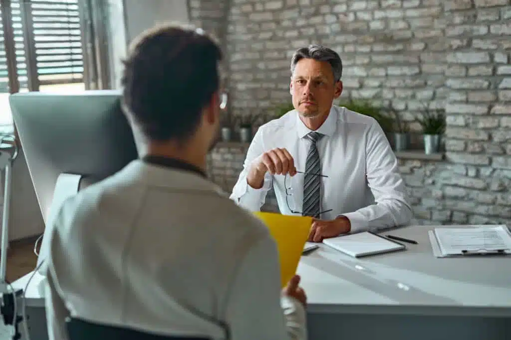 man hiring an accountant conducting an interview