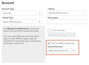 Create account in Chart of Accounts and find the repairs and maintenance